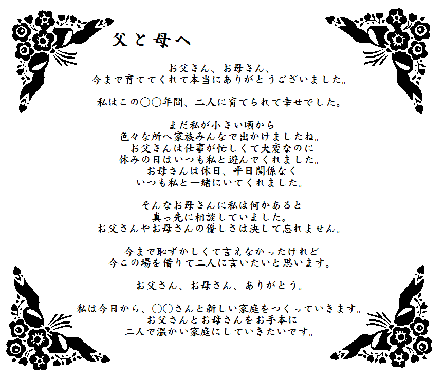 両親への手紙 感謝の手紙 結婚式 母の日 父の日に M Sart